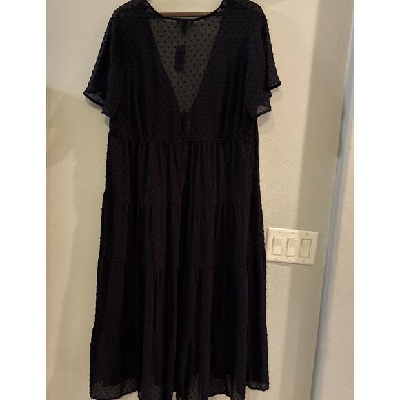 NWT Torrid Clip Dot Tiered Kimono Sheer 1X Witchy Layering Topper Black 14 16 - Picture 6 of 7